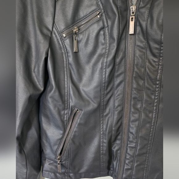 J2 Vegan Leather Gray Motorcycle Jacket Size Small - Picture 3 of 7